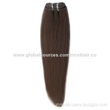 18-inch brown silk straight human hair weaves